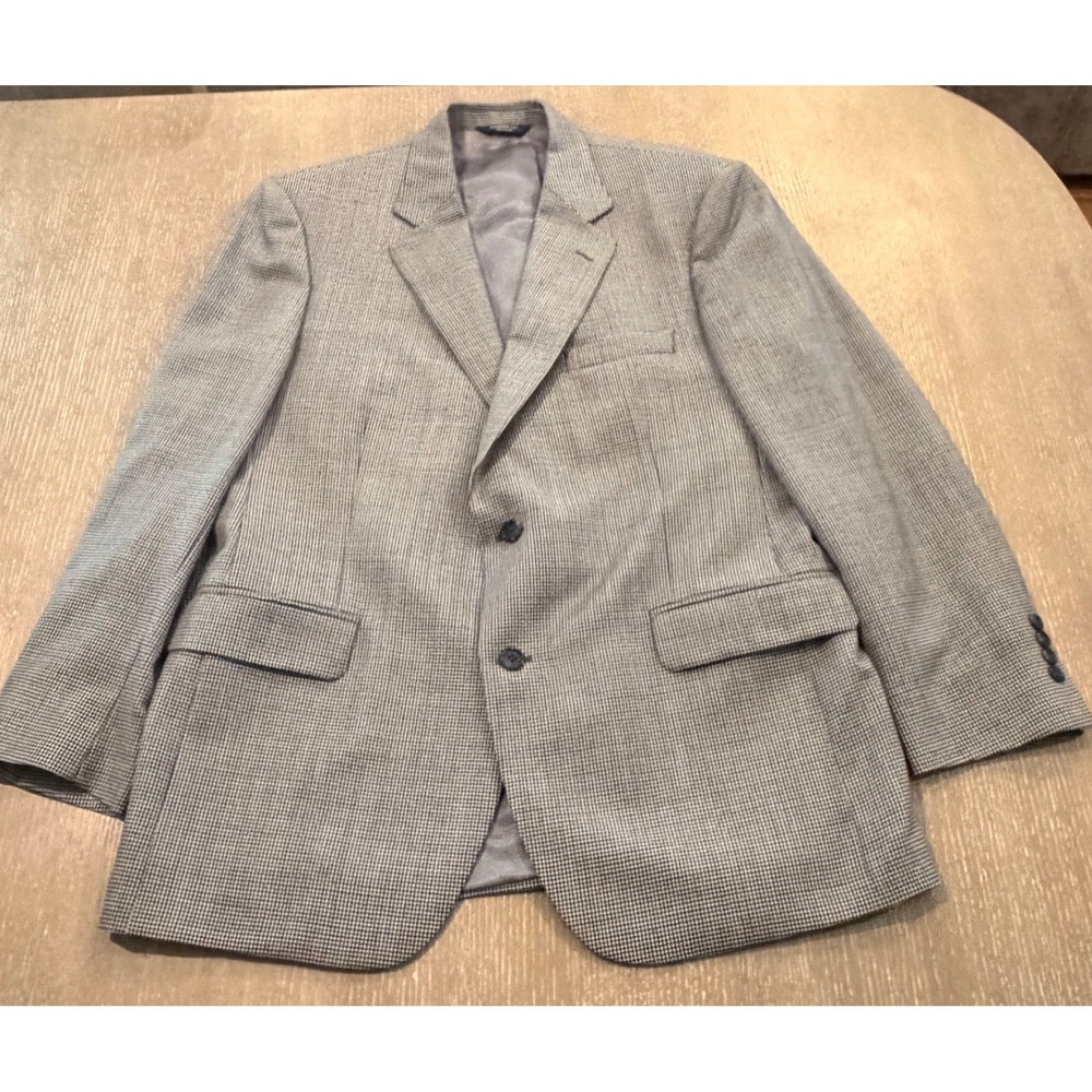 Brooks Brothers 346 Men's 42R Wool Houndstooth Blazer Sport Coat Gray
